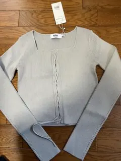 AZUL グレー リブ編み 長袖トップス F