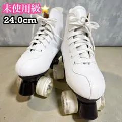 【未使用級】ローラースケート スケートシューズ ダブルローラー ブーツ ホワイト