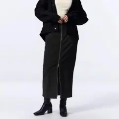 GU フロントジップナローロングスカートQ