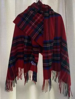 定番人気ジョンストンズ大判カシミヤ100％ ストール　マフラー　赤