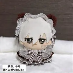 ぬい服 ギンガムチェックフリルドレス くま耳ヘッドドレスセット ブラウン