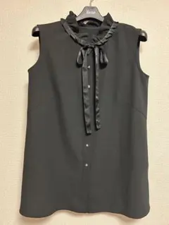 Rene】黒ブラウス ノースリーブ リボンスタンドカラー - メルカリ