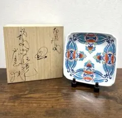 鍋島焼　鍋島御庭焼　名工　市川光春 作　 草花文様　飾り皿額皿　 約26.6cm 鍋島焼 鍋島御庭焼 名工 市川光春 作 草花文様 飾り皿額皿 約26.6cm