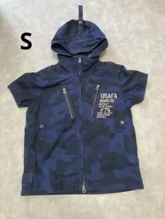 AVIREX USAFA カモフラ ストレッチ 半袖ジップシャツ Sのサムネイル