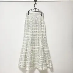 GRL チェック柄オーガンジーマーメイドスカート[tw1230]