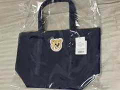 フェイラー オールドテディ ワッペントートバッグ ネイビー　Lサイズ