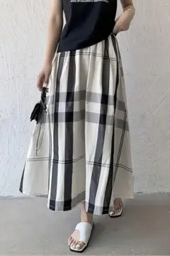 【新品✨】チェック柄フレアロングスカート