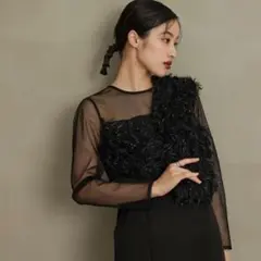 【美品】アンドレスド　フリンジグリッターノットドレス -L