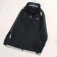 HEAD ヘッド トラックジャケット ジャージ L 黒 デカロゴ 襟ロゴ 古着のサムネイル