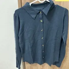 Macoking カーディガン 襟付き ストレッチ ブラック