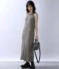 JEANASIS グレー ニット ノースリーブ ロングワンピース