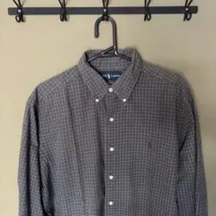 Ralph lauren 90s インド綿 チェックシャツ チャコールグレー L