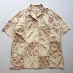ワンダフルワールド カネコイサオ パッチワーク 花柄 チェック シャツ 半袖のサムネイル