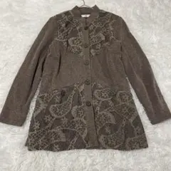 バウインターナショナル　ブラウン レース装飾 ジャケット　美品 M