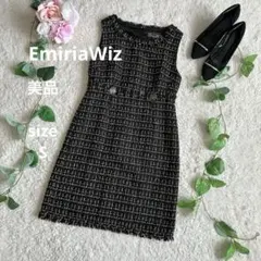美品☆EmiriaWizエミリアウィズ ツイードワンピース ブラック/ゴールドのサムネイル
