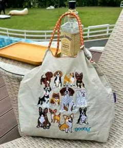 【3点限定❗】gooby 犬柄 刺繍のトートバッグ Mサイズ