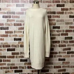 【nano universe】モックネック横編みロングニッワンピース