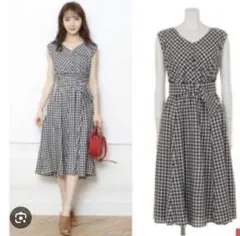 アプワイザーリッシェ ウエストシャーリングシャツフレアギンガムチェックワンピース