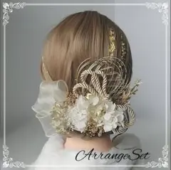 成人式髪飾りno14 結婚式 前撮り ヘアアレンジセット ドライフラワー