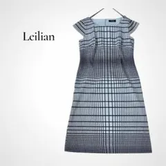 日本製★レリアン グリッド柄 フレンチスリーブ ワンピース 9号 きれいめ 上品のサムネイル