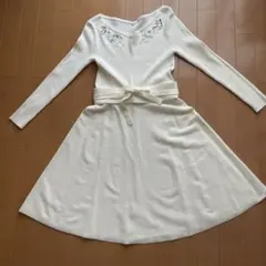 レッセパッセ　ワンピース　ホワイト　ビジュー