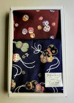 和柄木綿チーフセット 海老茶と紺