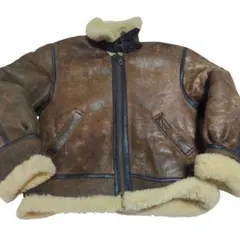 古着　B-3 リアルムートン　フライトジャケット　羊皮　レザー　M-L 茶