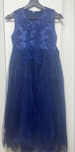 ネイビー刺繍ワンピース 160