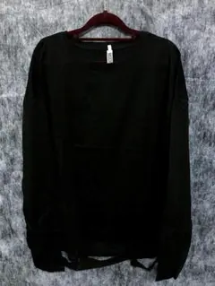 ロンT 黒 ダメージ加工 長袖 ビッグシルエット 韓国 ユニセックス 秋冬