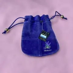 紫色 スエード 巾着袋 ラベンダー刺繍