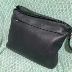 ブラックレザーショルダーバッグ　ブラック　シボ革のサムネイル