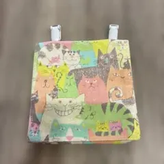 ハンドメイド 猫デザイン 移動ポケット