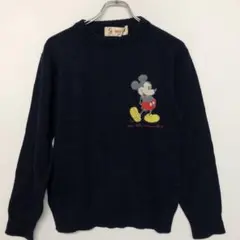 オールド ヴィンテージ レトロ 古着 ミッキー刺繍 クルーネックセータートップス