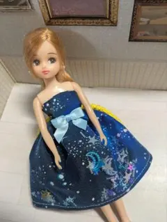 ハンドメイド　リカちゃん服　星空　チュールワンピース　22cmドールサイズ