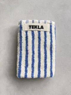 【美品】TEKLA オーガニックコットン ハンドタオル　ブルーストライプのサムネイル