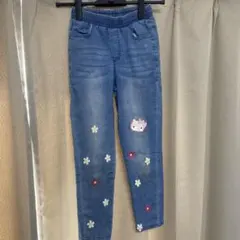 Hello Kitty 花柄刺繍デニムパンツ