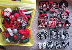 キャラクタービーズ DORA 赤×黒2種&素材ビーズセット