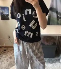 半袖 Tシャツ ネイビー enjoy summer リメイクTシャツ　肩出し