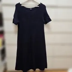 UNIQLO ネイビー 半袖ニットワンピース L