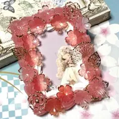 和風デコ　ホイップデコ　硬質カードケース　トレカケース　赤　ピンク