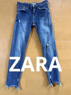 ZARA ダメージ加工 ワイドデニムパンツ EUR40 - メルカリ