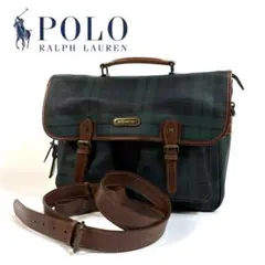 【美品】ポロ ラルフローレン PVC レザー メッセンジャーバッグ チェック