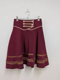 axes femme　バーガンディ 連釦　クラシカル　ハイウエスト　スカート