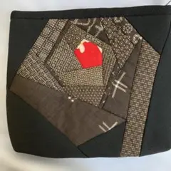 パッチワークデザイン ポーチ 中型着物地、18X17