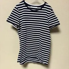 カリテ 半袖カットソー ボーダー M クルーネック 紺 白 綿 夏 オフィスのサムネイル