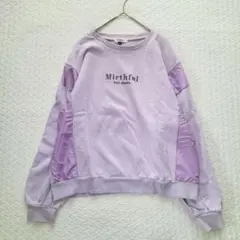 【Pink latte】ピンクラテ　長袖トレーナー　薄手トレーナー　パープル　M