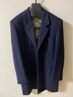 【美品】カシミヤ混P.S. ポールスミスネイビー濃紺 ウールコートメンズ　М ウールカシミヤ チェスターコート（ネイビー） ｜ポール・スミス