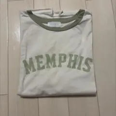 nemneリンガーTシャツ オフホワイト×カーキ