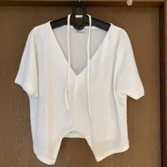 ZARA ホワイト Vネック 半袖シャツ