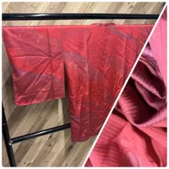 z978 羽織 赤地に花柄 正絹 道行コート 裏地 ピンク 10/19